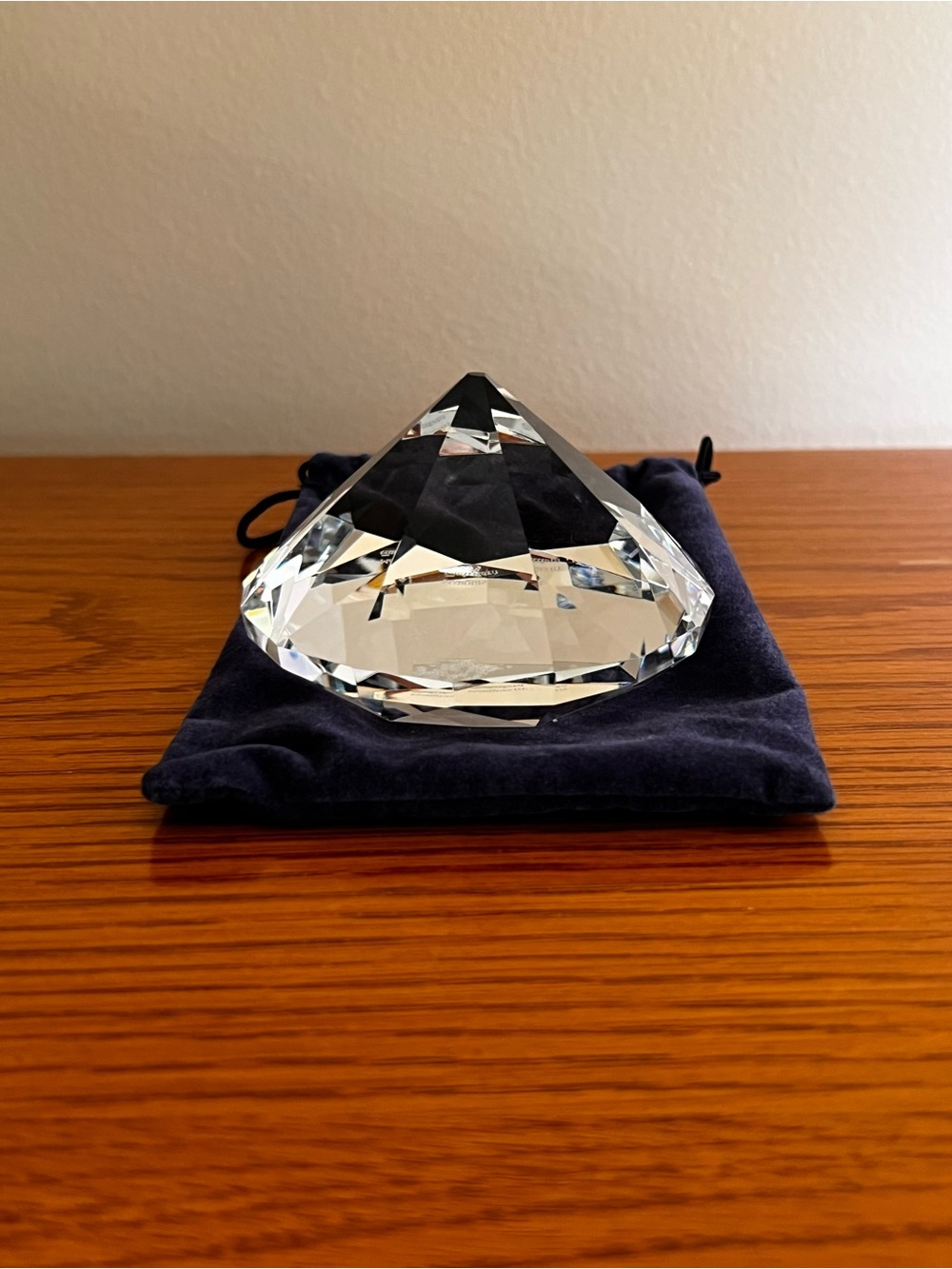 Waterford Faceted Clear Crystal Diamond Accent with Navy Pouch